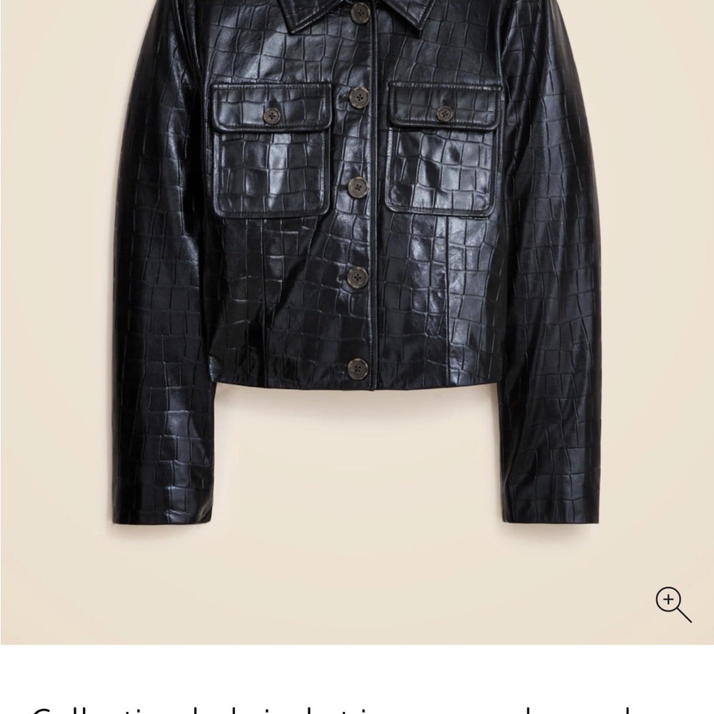 J. Crew Black Croc-Pattern Leather Jacket